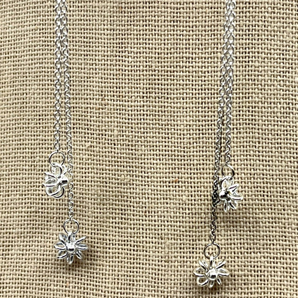 Vintage 925 Sterling Silver Flower Threader Earrings with Box - Picture 3 of 16